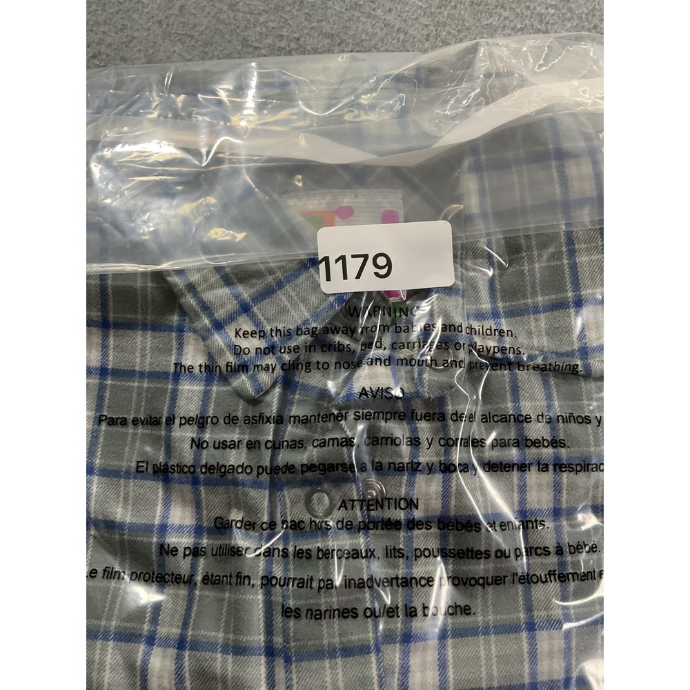 Burton Dryride Plaid Flannel Shirt Mens Large Grey Blue Snap Front LS 1179 - Picture 7 of 7